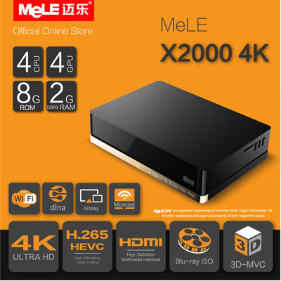 MeLE X2000 4K Quad Core H.265 Dolby Digital Plus DTS 7.1
